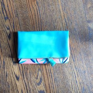 Fold over tropical zip pouch